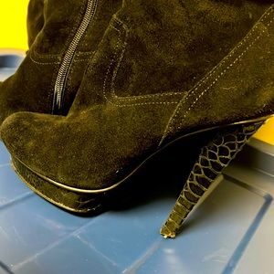 Black suede knee high boots